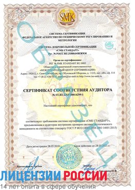 Образец сертификата соответствия аудитора №ST.RU.EXP.00014299-1 Сегежа Сертификат ISO 14001